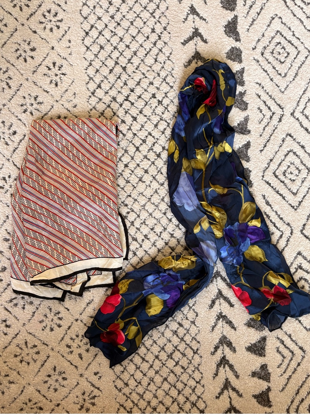 Source Unknown Navy Floral & Striped Lightweight Scarves - Multi Color Set
